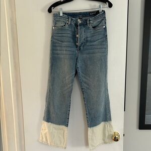 Blank NYC Two-Tone Blue and Cream Flare Jeans